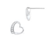 10kt White Gold Womens Round Natural Diamond Heart Love Fashion Earrings 1 10 Cttw