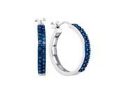 0.50 Ctw Diamond 10kt White Gold Womens Round Blue Colored Diamond Double Row Hoop Earrings 0.50 Ctw Diamond 10kt White Gold Womens Round Blue Colored Diamond Double Row Hoop Earrings