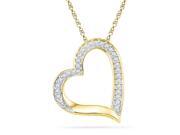 10kt Yellow Gold Womens Round Diamond Heart Outline Pendant 1/8 Cttw 10kt Yellow Gold Womens Round Diamond Heart Outline Pendant 1/8 Cttw