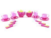 Deluxe Pink Tea Set for Kids with Tea Pots Cups Dishes and Kitchen Utensils 18 pc