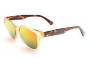 Atlantis Crystal Clear Handmade Frame Sunglasses Retro Vibrant Lenses Peach Brown Tortoise Pattern with Gold Lens