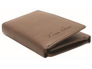 True Gear Men s Genuine Leather Tri Fold Wallet Brown with Brown Stitich