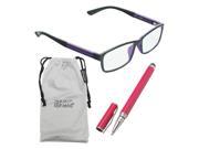 True Gear iShield Anti Reflective Reading Glasses Double Injection Rectangular Frame 1.25 Black with Purple