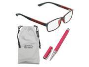 True Gear iShield Anti Reflective Reading Glasses Double Injection Rectangular Frame 1.25 Black with Red