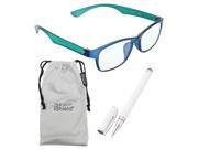 True Gear iShield Anti Reflective Coated Reading Glasses Rectangular Frame 1.75 Blue Green