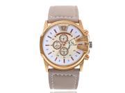 V6 Men s Sports Quality Leather Strap Stainless Steel Watches Beige