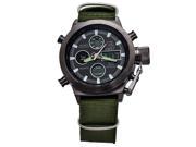 Harwish Men Sport Quartz Army Green Canvas Band Waterproof Wristwatch Black