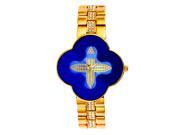 Harwish Women s Steel Strap Bracelet Quartz with Diamond Dial Cross shaped Dress Wristwatches Blue
