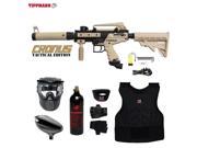 Tippmann Cronus Tactical Beginner Protective CO2 Paintball Gun Package Black Tan