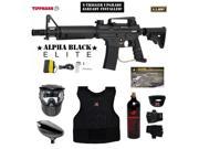 Tippmann U.S. Army Alpha Black Elite Tactical w E Grip Beginner Protective CO2 Paintball Gun Package Black