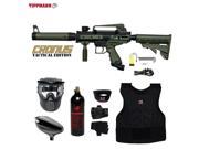 Tippmann Cronus Tactical Beginner Protective CO2 Paintball Gun Package Black Olive