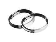 Men s Cool Rubber Stainless Steel Wristband Clasp Cuff Bangle Bracelet