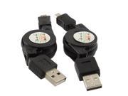 2Pcs 70cm USB 2.0 A to Micro USB B Retractable Charger Cable Cord Cord PC PDA