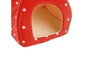 Soft Strawberry Pet Igloo Dog Cat House Kennel Doggy Fashion Cushion Basket
