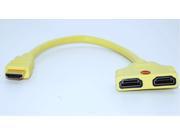 QSMHYM HDMI 1 Male To 2 Female Cable 30CM Yellow