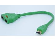 QSMHYM HDMI 1 Male To 2 Female Cable 30CM Green