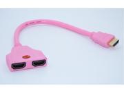 QSMHYM HDMI 1 Male To 2 Female Cable 30CM Pink