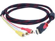 QSMHYM HDMI Male TO 3RCA Red White Yellow with Braid 1.5m Cable