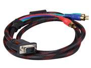 QSMHYM VGA Male TO 3RCA Red Blue Green with Braid 1.5m Cable