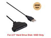 Portable High Speed USB 2.0 To SATA 22 Pin 2.5 Inch Hard Disk Driver SSD Adapter Cable Converter