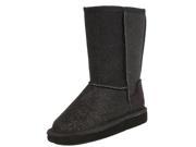 Forever KID s Aling Black Glitter Faux Fur Lining Comfort Knee High Flat Boots