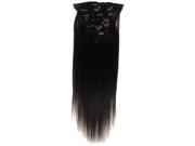 18 7pcs Silky Soft Clip in hair 100% Real Remy Human Hair Extensions 1B Off Black