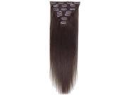 15 7pcs Silky Soft Clip in hair 100% Real Remy Human Hair Extensions 02 Dark Brown
