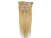 18 7pcs Silky Soft Clip in hair 100% Real Remy Human Hair Extensions 24 Medium Blonde