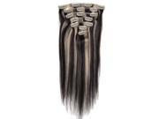 20 7pcs Silky Soft Clip in hair 100% Real Remy Human Hair Extensions 1B 613 Mixed Color