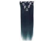 20 7pcs Silky Soft Clip in hair 100% Real Remy Human Hair Extensions blue