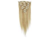 22 7pcs Silky Soft Clip in hair 100% Real Remy Human Hair Extensions 18 613 Mixed Color