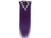 15 7pcs Silky Soft Clip in hair 100% Real Remy Human Hair Extensions lila Purple