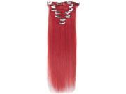 15 7pcs Silky Soft Clip in hair 100% Real Remy Human Hair Extensions pink