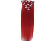15 7pcs Silky Soft Clip in hair 100% Real Remy Human Hair Extensions red