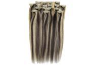 20 8pcs Silky Soft Clip in hair 100% Real Remy Human Hair Extensions 1B 613 Mixed Color