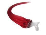 100S 18 Micro Loop Ring Beads Remy Hair 100% Real Human Hair Extension red