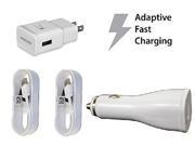 Fast Adaptive Charging Combo! OEM Authentic Samsung Travel Charger Car Charger 2 Two 5 foot Micro USB 2.0 Data Charging Cables for Galaxy Note 4 5 S6 S6 Edge
