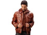 Camelon Brown Mens Bomber Leather Jacket with Hoody