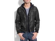 Hoody Leather Jacket for Men with Inner Sweater