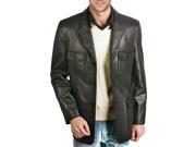Men s Contemporary 3 Button Premium Leather Blazer Coat