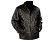 Mens Classic 4 Button Zip Up Leather Coat