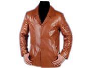 Sharp Edge Camel Brown Leather Blazer