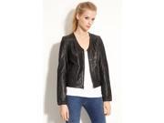 Womens V Neck Leather Jacket
