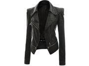 Ladies Anthracite Black Leather Jacket