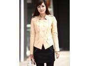 Ivory Sheep Skin Double Breasted Womens Leather Coat