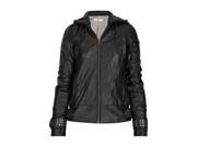 Girl s Rocker Black Leather Jacket with Hoody