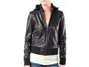 Sexy Bombers Womens Leather Jacket with Hoody
