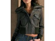 Gray Bombers Womens Leather Jacket