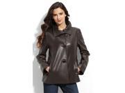 Womens Lambskin 3 Button Leather Coat by B A