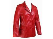 Womens Red Hot 3 Button Leather Blazer